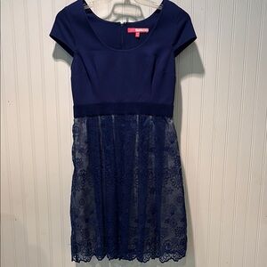 Tracy Reese Royal Blue Lace And Knit Dress Size 10